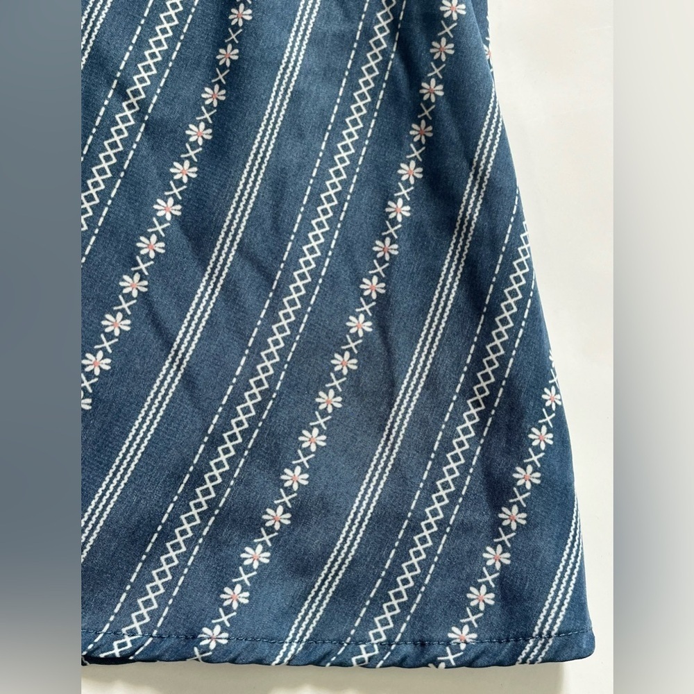 Lily Bleu Women’s Girls Blue Striped Lightweight Summer Dress with Lace Detail - Picture 8 of 11